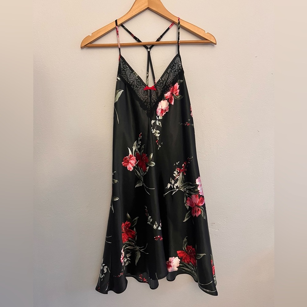 Apt. 9 Intimates, floral chemise satin slip dress, size XS
